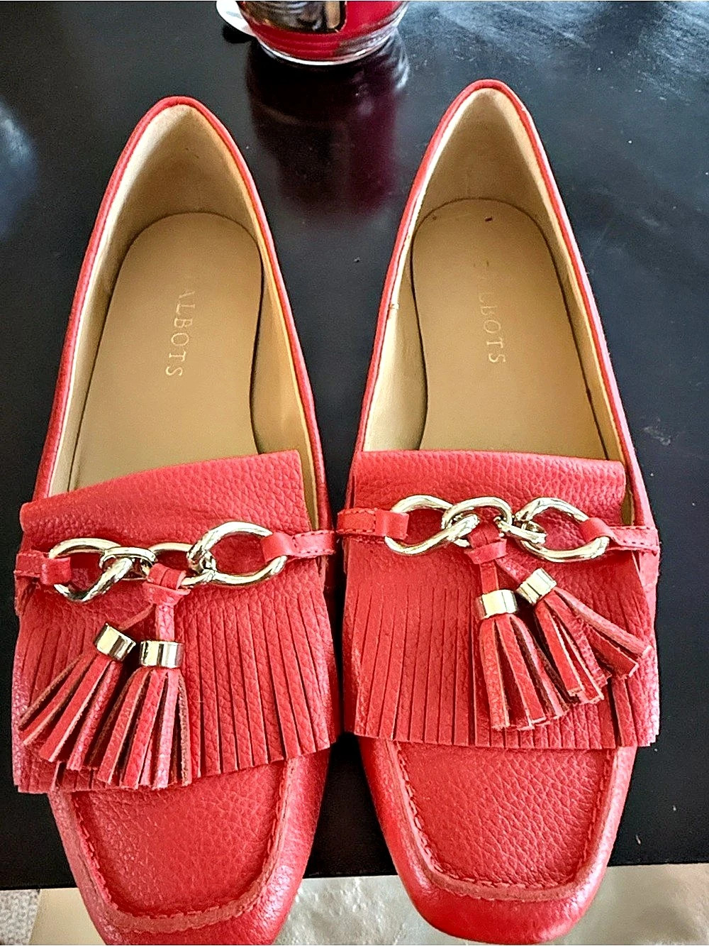 Talbots Harper Fringe Loafer Flats Red US 8M